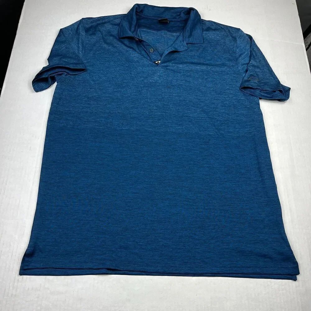 Oakley Mens Golf Polo Shirt Blue Short Sleeve Stretch Hydrolix Performance 2XL